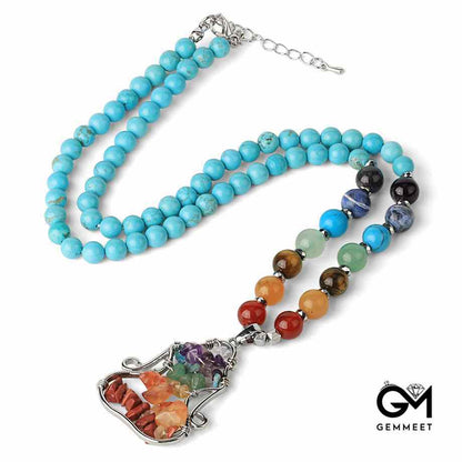 Crystal Colorful Bead Energy Pendant Necklace