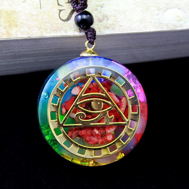 Big Resin Horus Eye Chakra Pendant Necklace