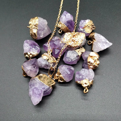 Amethyst Flower Gold-plated Crystal Necklace