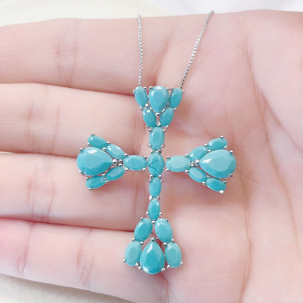 Inlaid Turquoise Pendant Necklace