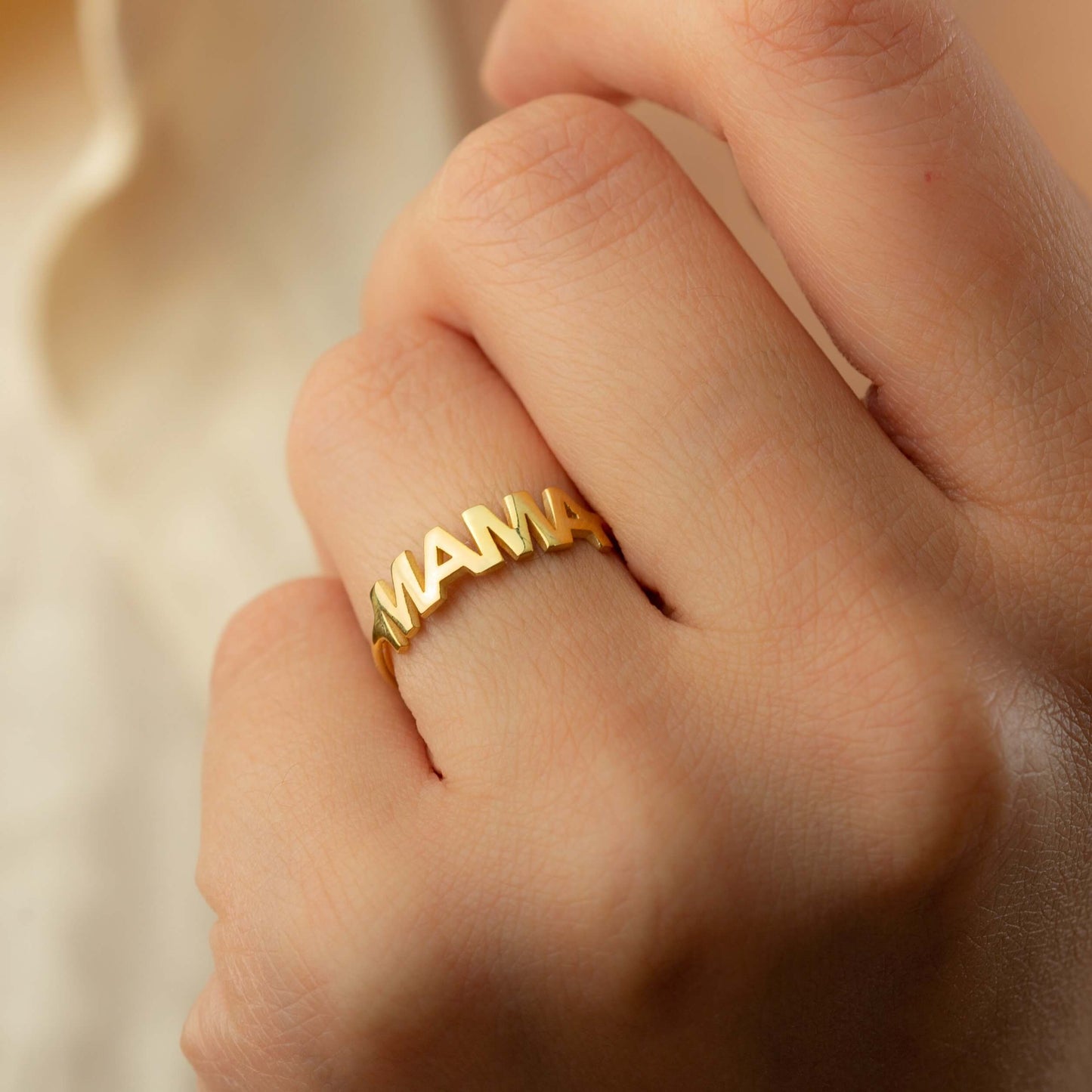 MAMA Word Shape Adjustable Ring