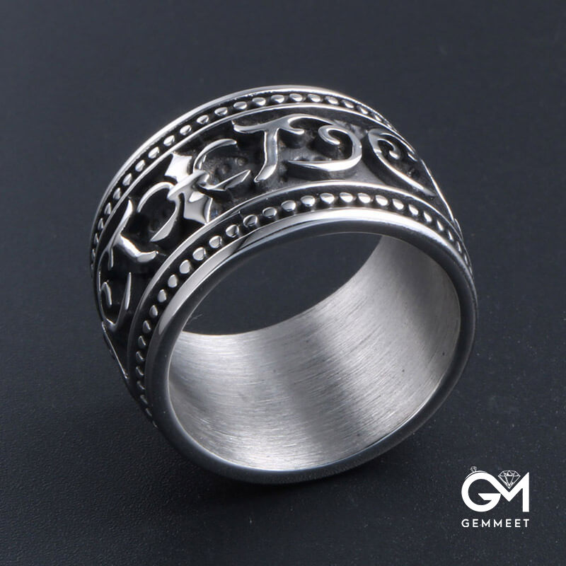 Vintage Titanium Steel Punk Polished Hip Hop Ring