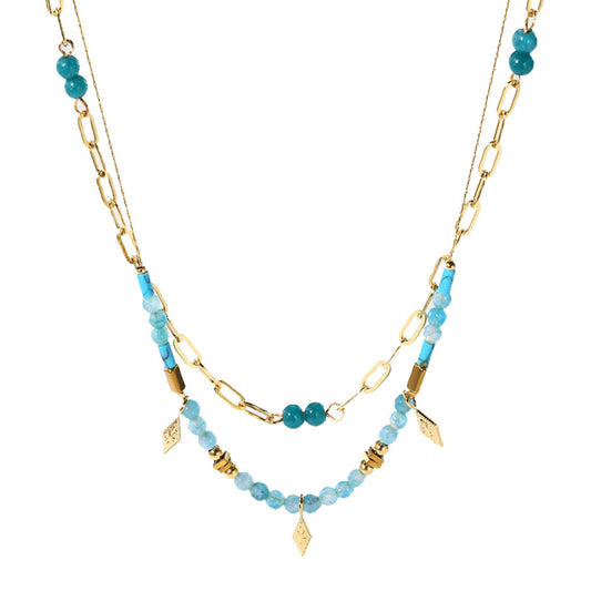 Bohemia Gloden 2 Layers Chain Necklace