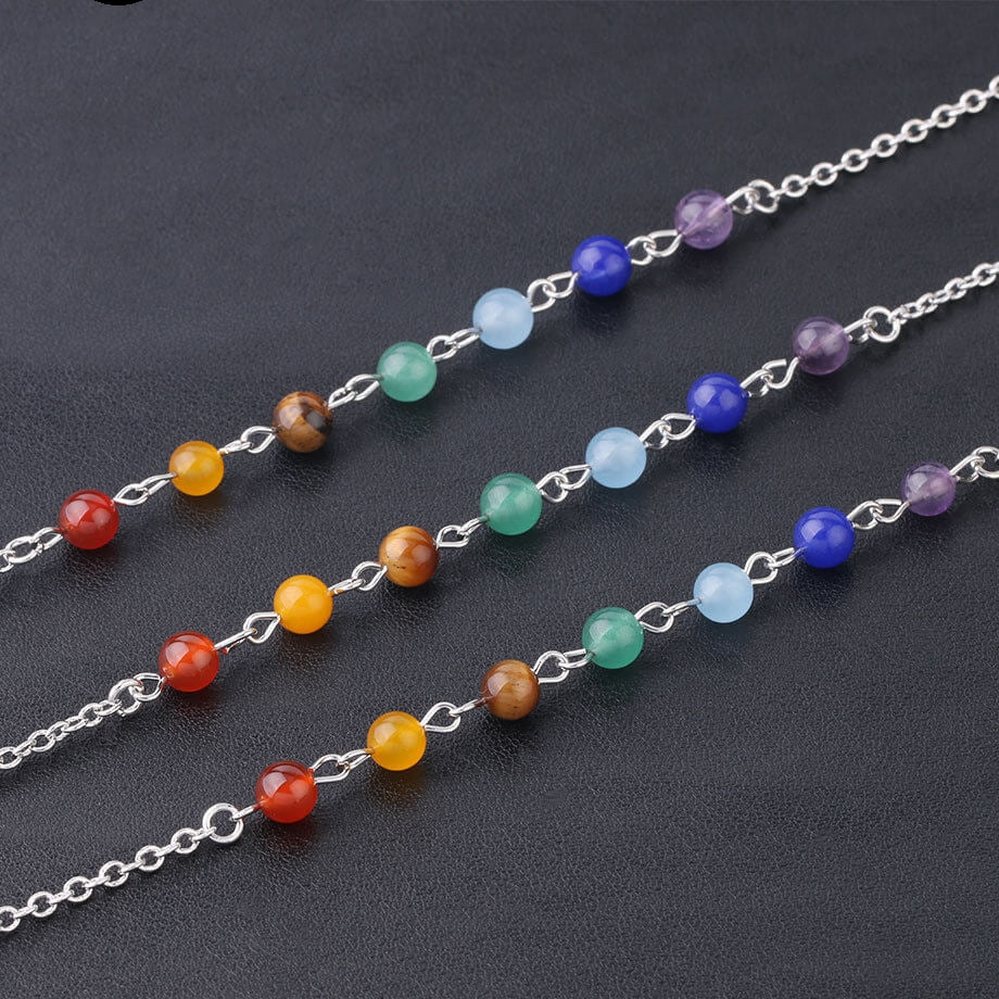 Seven Color Stone Round Rainbow Pendant