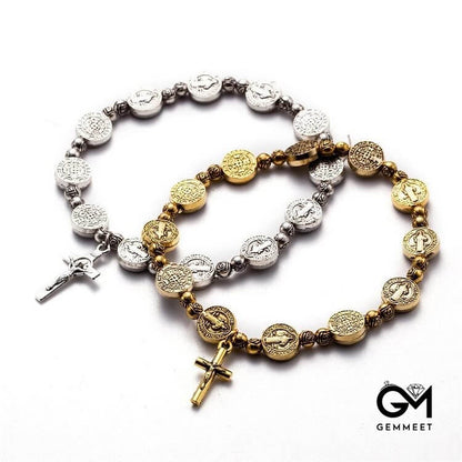 Golden Silver Colorm Jesus Christianity Cross Bracelet