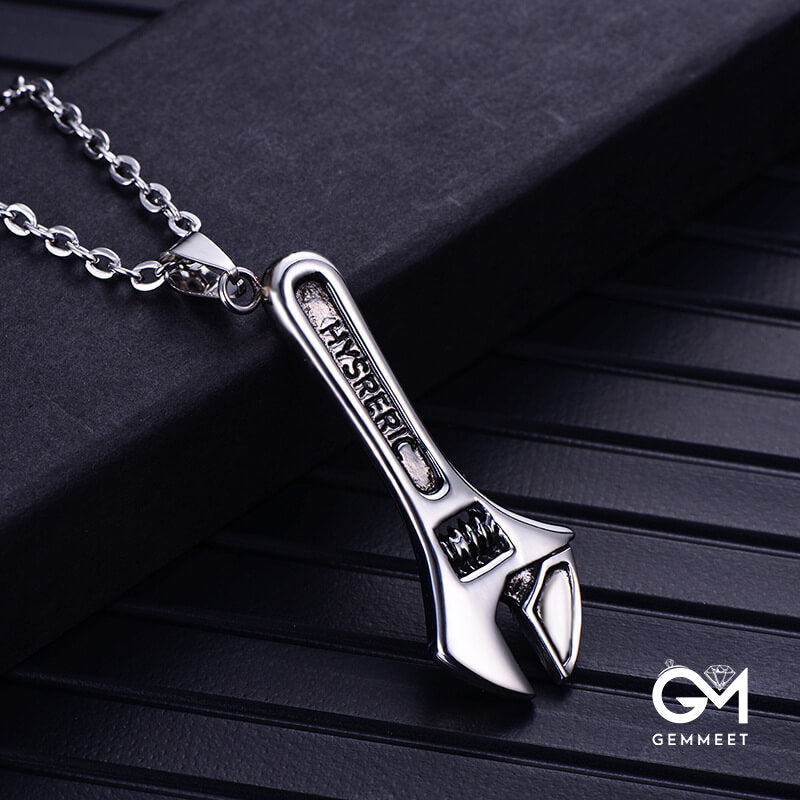 Stainless Steel Wrench Pendant Necklace