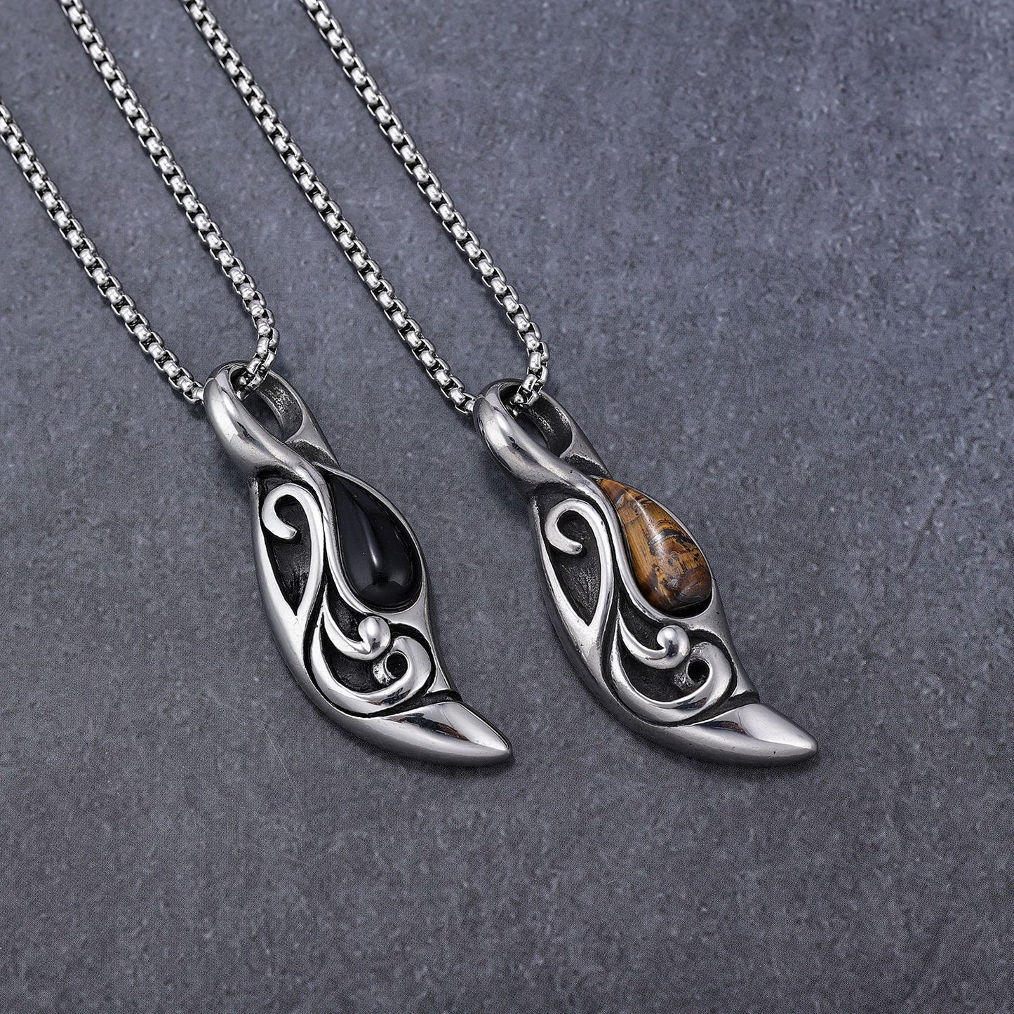 Water Drop Twist Petal Shape Stainless Steel Pendant Necklace