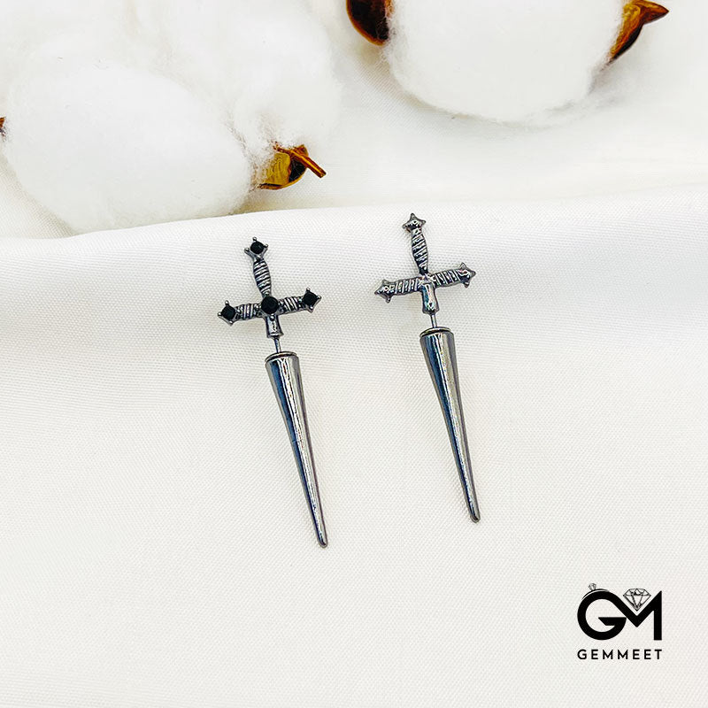 Black Zircon Alloy Grunge E-Girl Aesthetic Gothic Sword Earrings