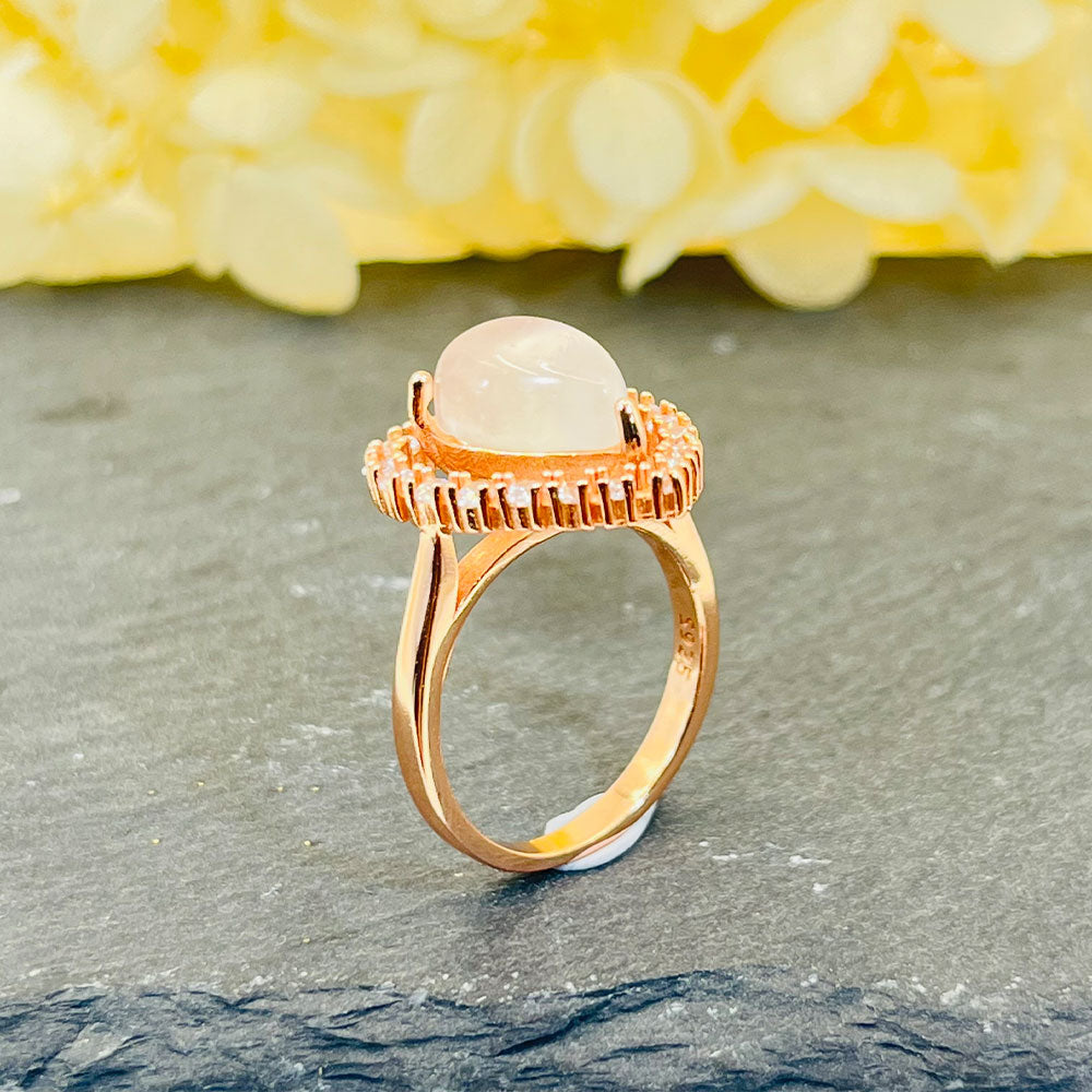 Big Pear Cut Moonstone Halo Ring