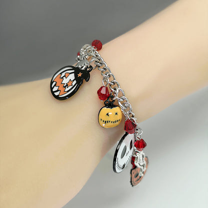 Halloween New Pumpkin Skull Bracelet Personality Creative Exaggerated Hand Decoration Dark Wind Niche Bracelet