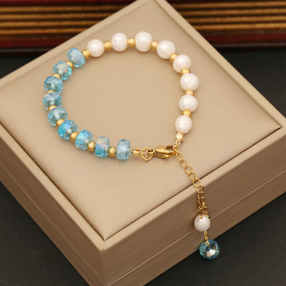 Bohemia Color Crystal Organic Pearl Bracelet