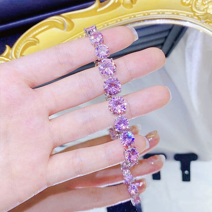 Light Luxury Full Diamond Yellow Zircon Bracelet Pink Zircon Bracelet