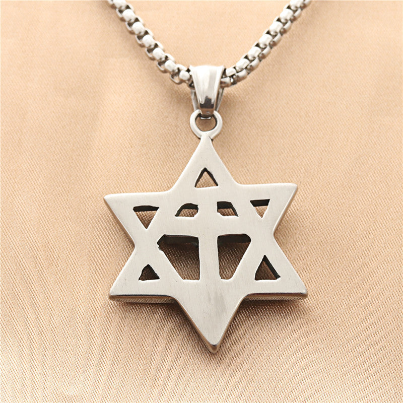 Six Pointed Star Cross Retro Trendy Men's Pendant