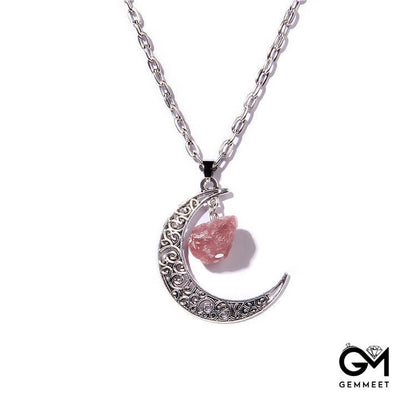 Silver Moon Stone Pendant Necklace