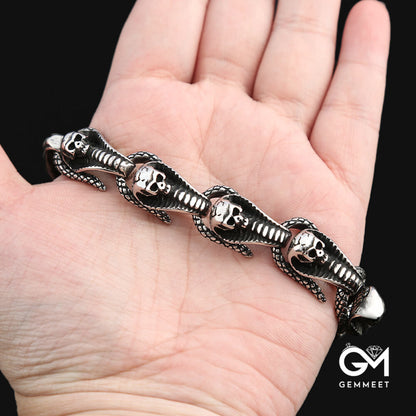 Titanium Steel Skull Snake Bracelet