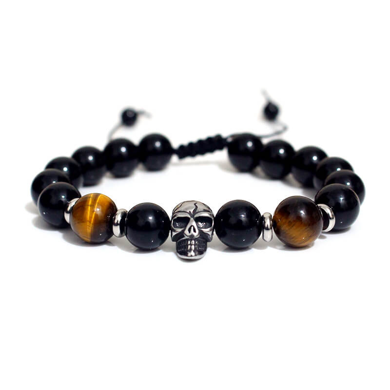 Skull Bracelet Tiger Eye Bracelet Punk Ghost Bracelet