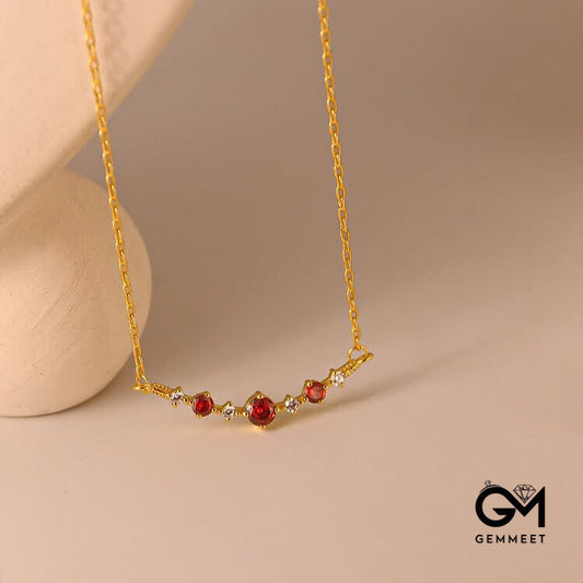 "Symbol of Independence" Garnet Diamond Necklace