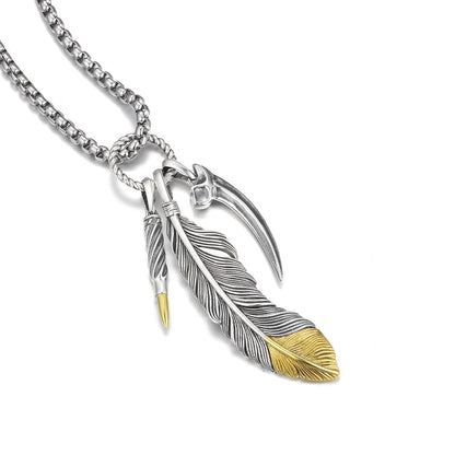 Feather Sterling Silver Necklace Vintage Pendants Necklace