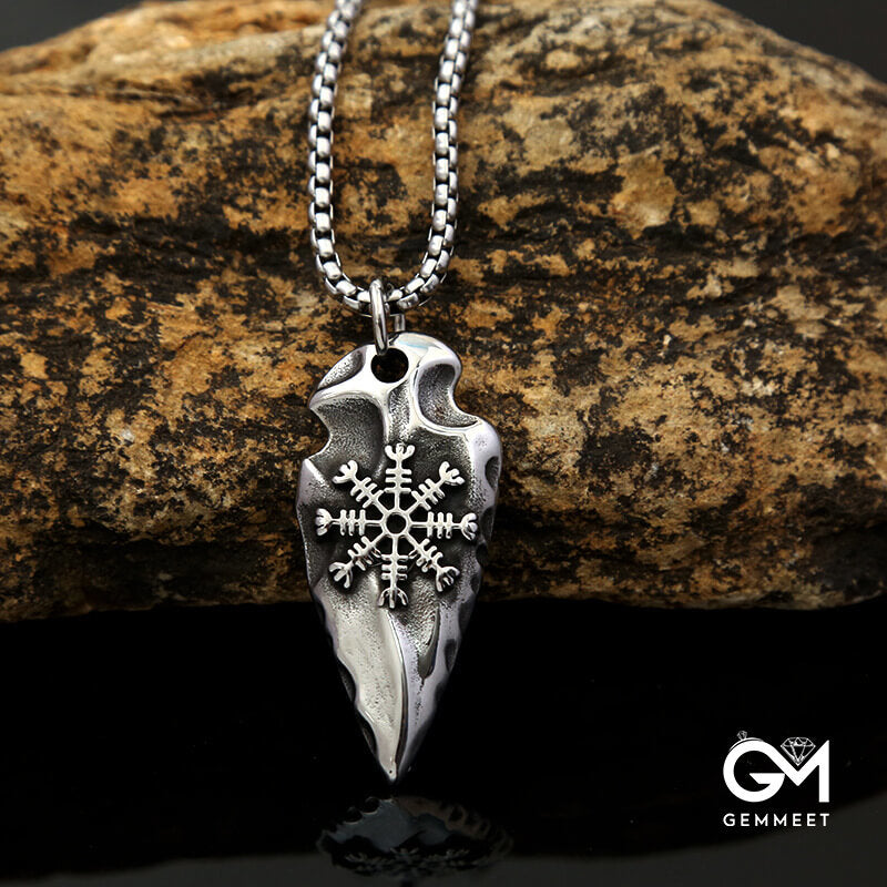 Titanium Steel Viking Arrow Rune Necklace