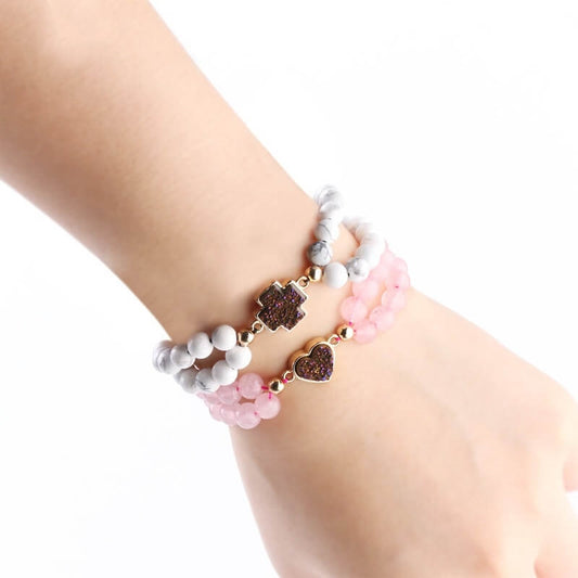 Beaded Heart-shaped Crystal Stone Bracelet