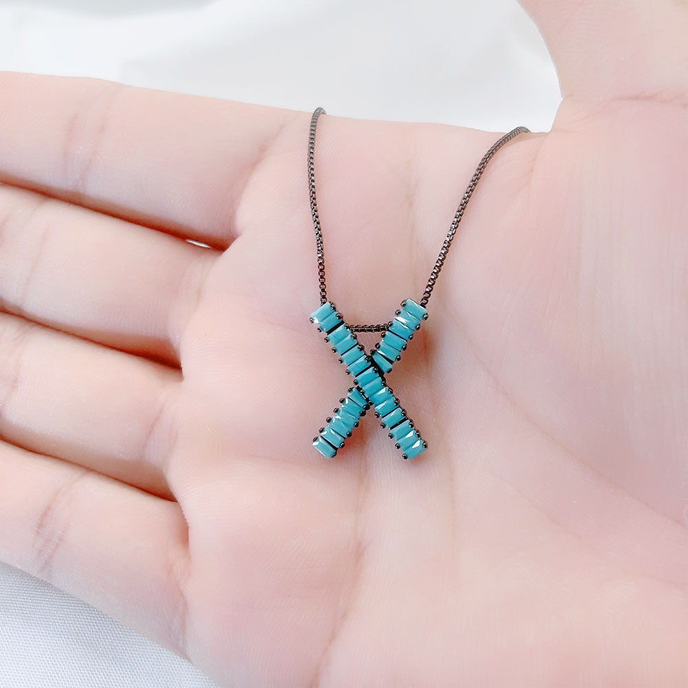 X Shape Faxul Turquoise Pendant