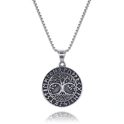 Viking Rune Tree Of Life Stainless Steel Pendant Necklace