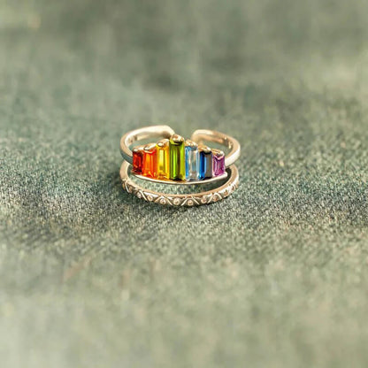 Trendy Rainbow Colourful Zircon Ring