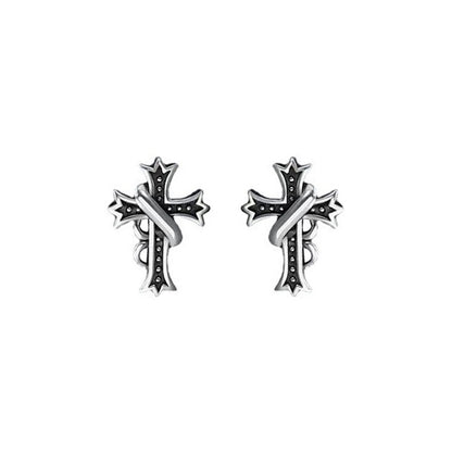 925 Sterling Silver Vintage Cross Earrings