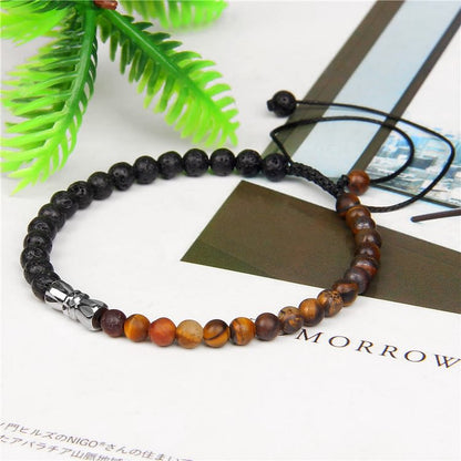 4mm Black Onyx & Natural Stone Braided Bracelet