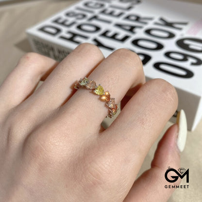 S925 Silver Yellow Heart Zircon Rule Ring