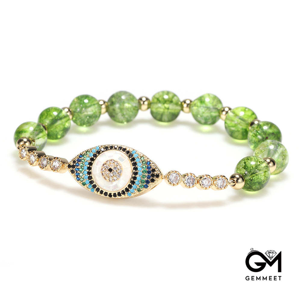 Peridot Evil Eye Symbol Healing Bracelet