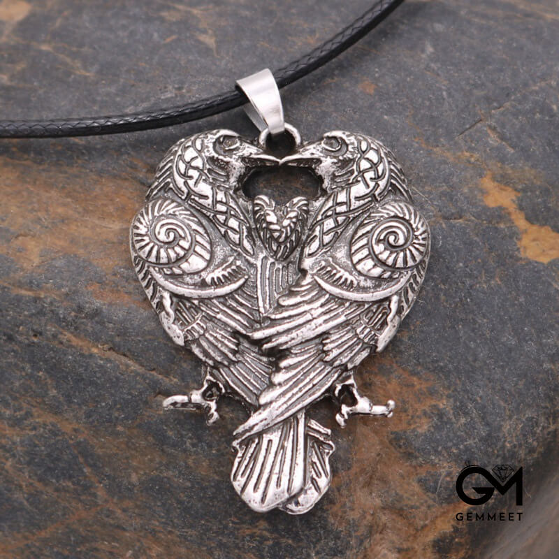 Celtic Crow Alloy Pendant Necklace