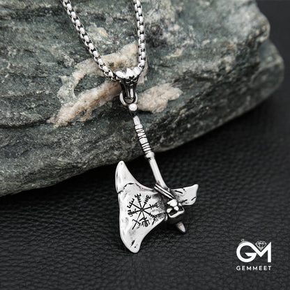 Viking Kyle Skull Tomahawk Stainless Steel Necklace