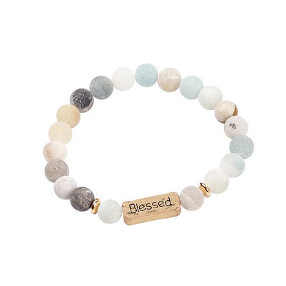 Natural Gemstone Strengthful Engraving Bracelet