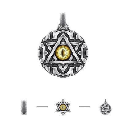 Round Triangle Symbol Eye Of God Sterling Silver Pendants Necklace