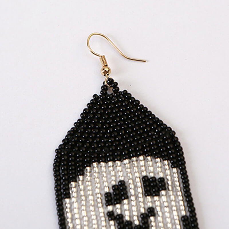 Halloween Handcrafted Ghost Earrings Rice Beads Exaggerated Lightweight Hand-woven Earrings