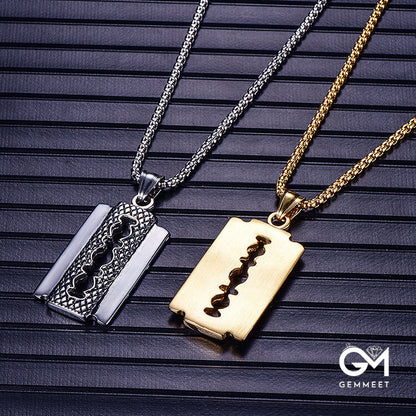 Razor Blade Titanium Steel Pendant Necklace