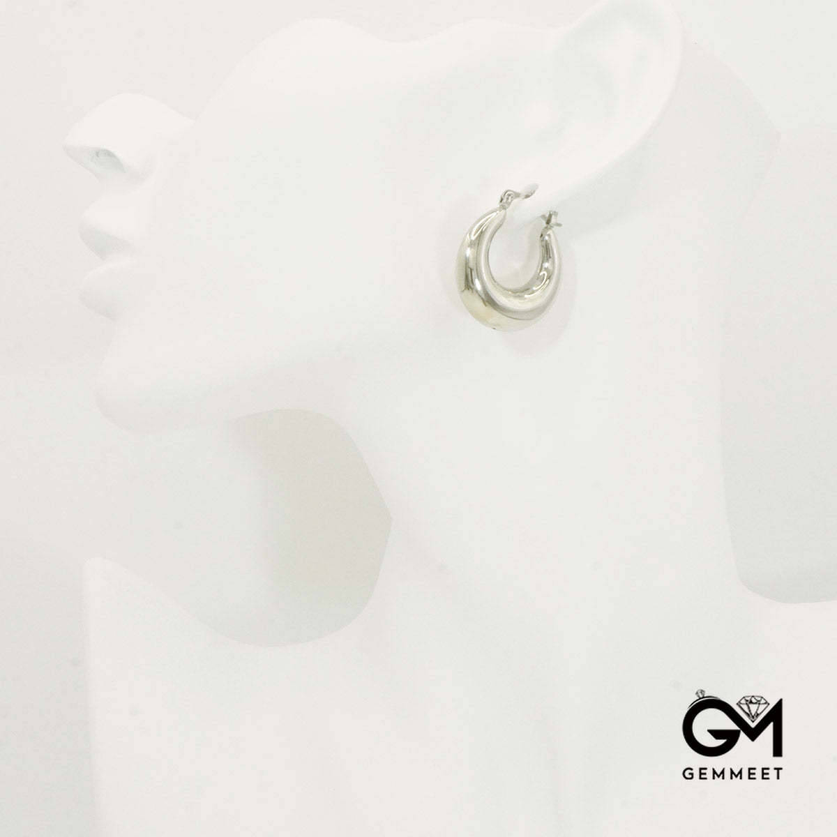 White Gold Chunky Hoop Earrings