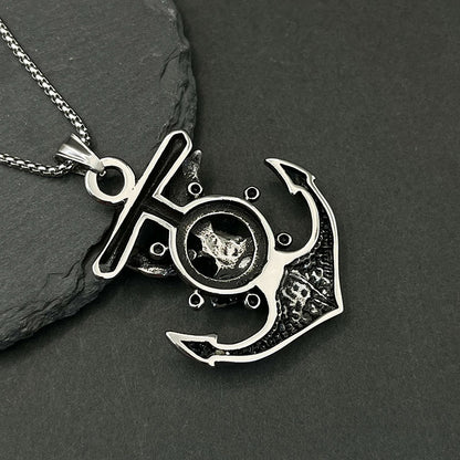 Vintage Men's Gothic punk skeleton pendant necklace