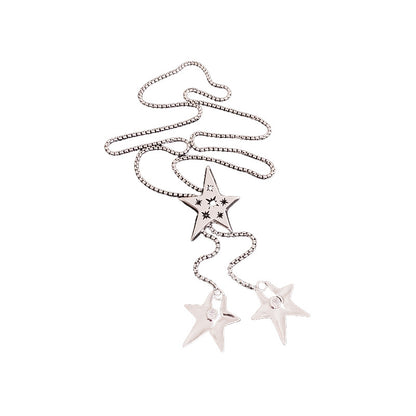 Zircon Pentagram Long Fringe Necklace