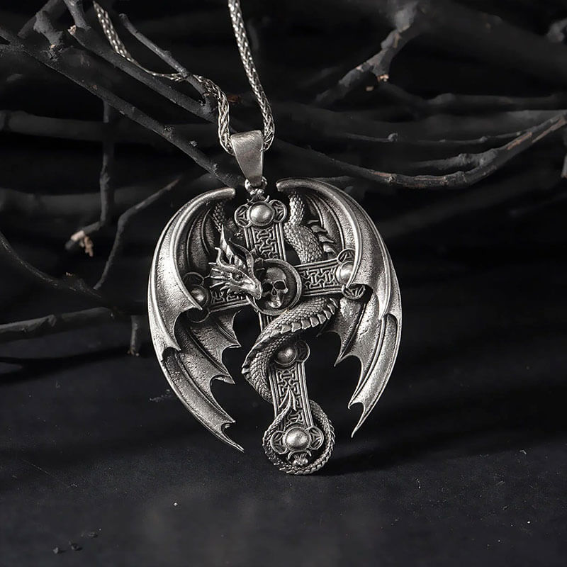 "Faith Energy" - Cross Dragon Skull Retro Necklace