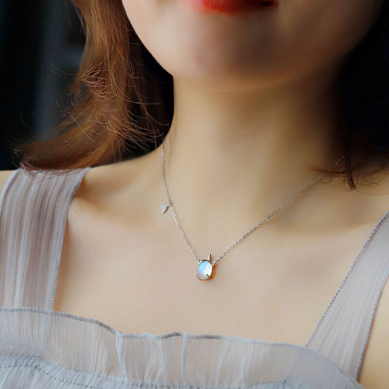 Moonstone Unicorn Rainbow Necklace