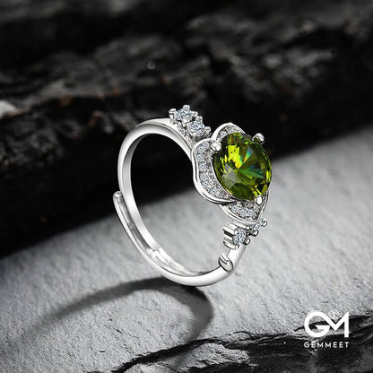 "The Instant Heartbeat" - Peridot with Zircon Empathy Ring