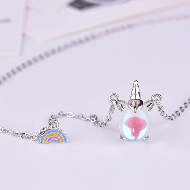 Moonstone Unicorn Rainbow Necklace