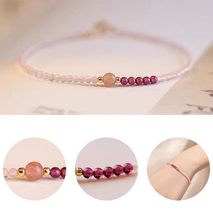 Pink Crystal With Strawberry Quartz Healing Gemstone Bracelet