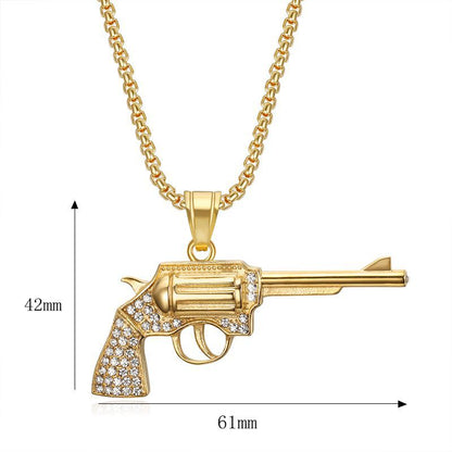 Hip Hop Plated Revolver Pendant