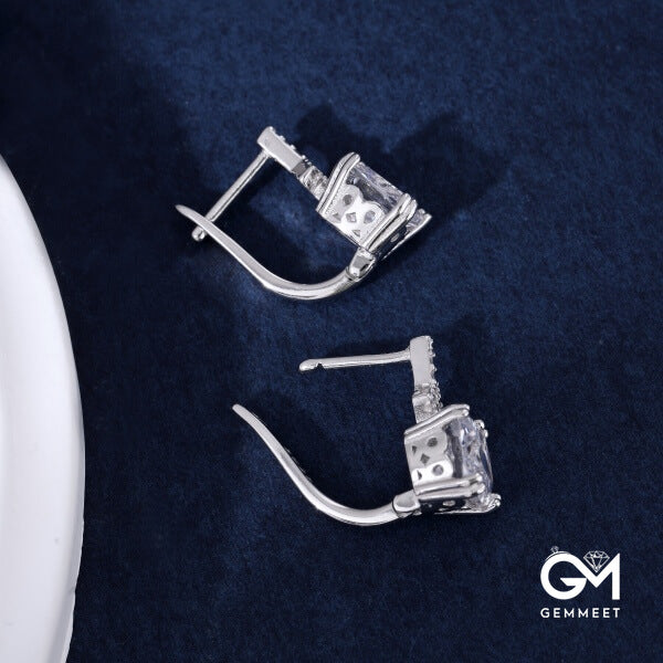 S925 Sterling Silver Niche Sugar Square Zircon Earrings