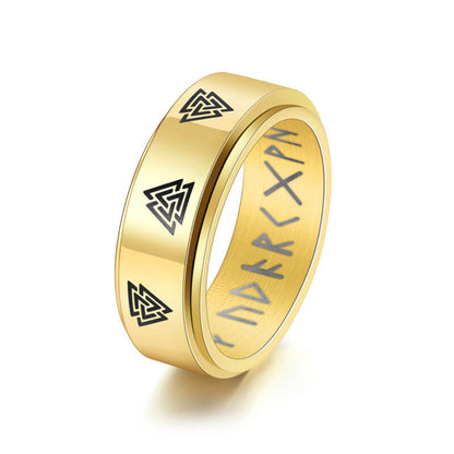 Retro Viking Symbol Rotatable Black Ring