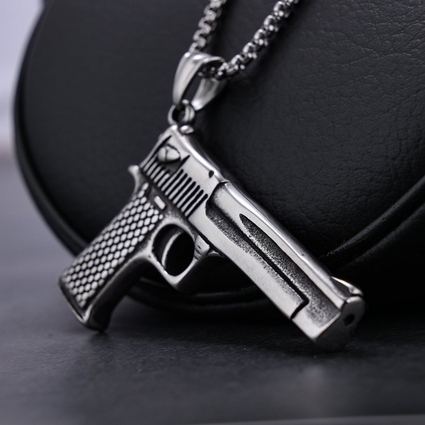 Stainless Steel Pendant in Imitation Pistol Shape