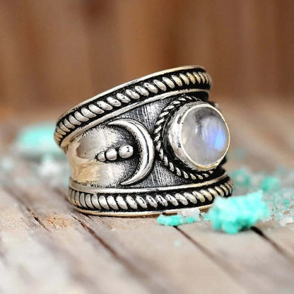 Boho Moon Moonstone Ring